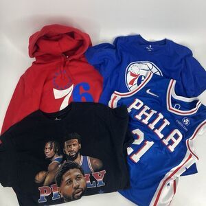 Lot Of 4 Philadelphia 76ers Hoodie T Shirt Jersey Size Medium Large Mens Embiid